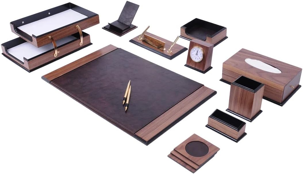 Desk Accessories - Leather Desk Organizer - Bonded Leather Desk Set