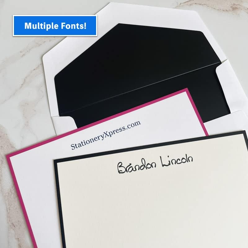Personalized Raised Ink Stationery Flat Cards with an Optional Border Main image