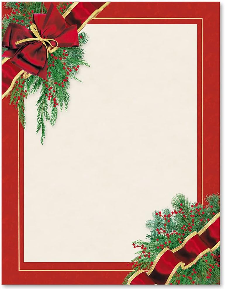 Trimmed in Gold Foil Border Papers, Set of 100, Christmas Stationery