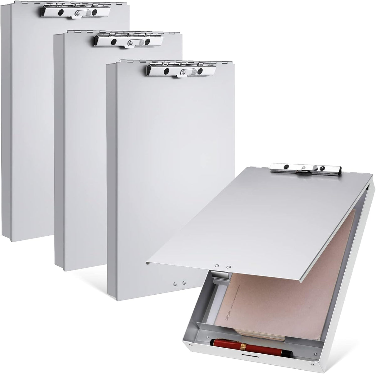 Aluminum Clipboard with Storage Metal Clip Board Folder Letter Size Form Holder Portfolio Clipboard Binder Clip Posse Box for Nurse Police Office Stationery Items 14 x 9.2 x 2 Inches (8 Pcs) Main image