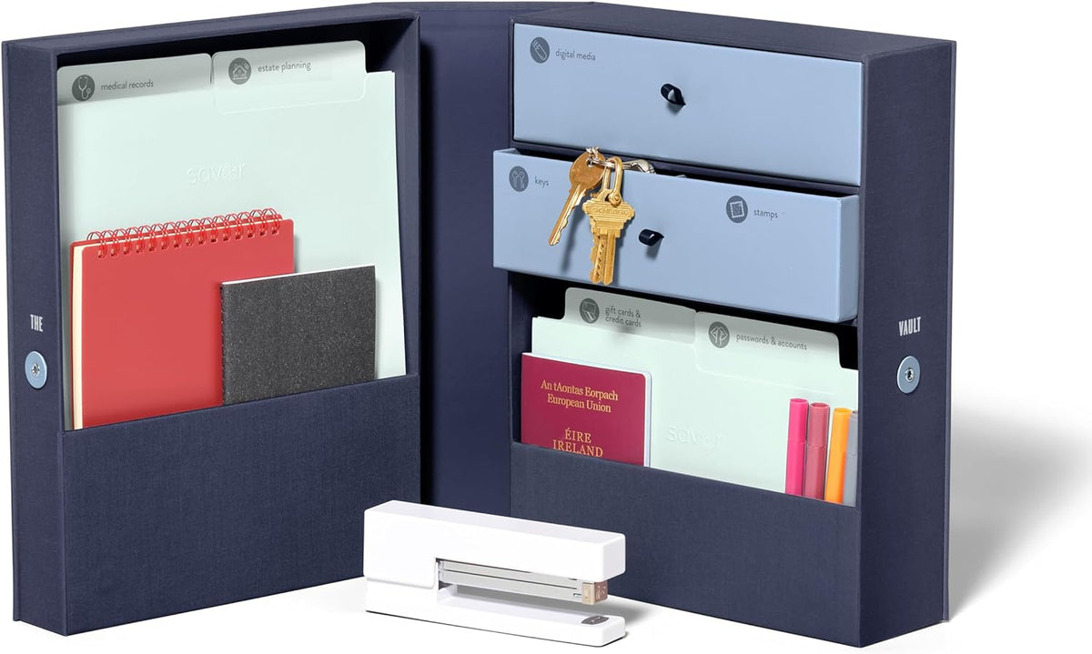 Savor | All-in-One Desk Organizer | Blue – Keep Desk, Office, and Home Organized All-in-One Storage System for Important Files, Documents, Stationery, and Office Supplies Main image