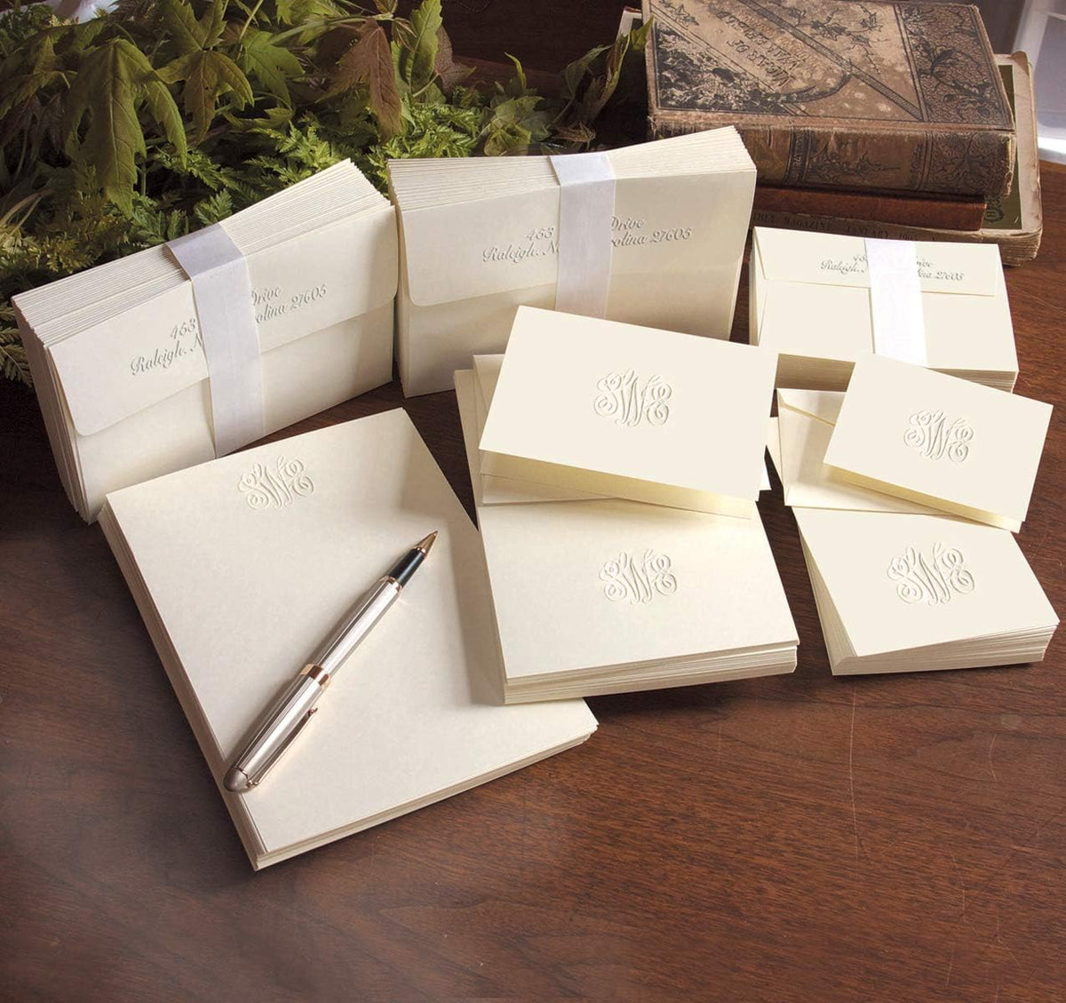 Elegant Embossed Monogram Stationery Ensemble - 1390